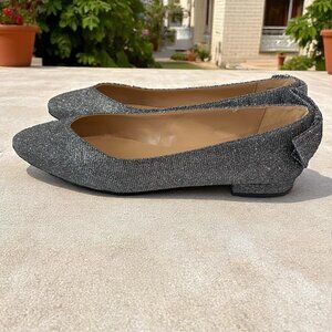 Talbots Sparkly Bow Ballet Flats Womens Size 95M Party Dressy Shoes Glitter